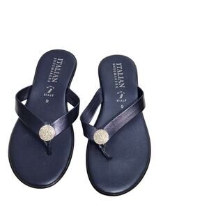 Italian Shoemaker Gea Thong Flip Flop With Rhinestone Ornament Shoes Size 9